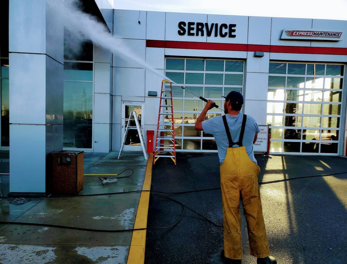 Toyota Dealership Service Building Pressure Washing